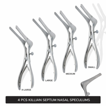 4 Pcs Killian Nasal Speculum Set Small, Medium, Large, & X-Large Rhinology