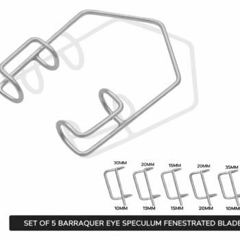 5 Pcs Barraquer Eye Speculum Set S, M, L, XL, & XXL with 2 Closed Wire Fenestrated Blades Ophthalmic Instruments