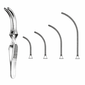 Debakey Bulldog Clamp, Cross Action, Curved, 7.5 cm, 2 cm Tips