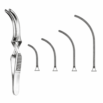 Debakey Bulldog Clamp, Cross Action, Curved, 8.5 cm, 3 cm Tips